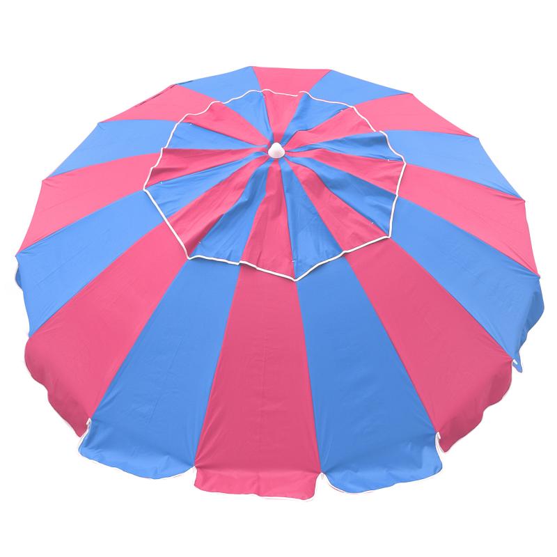 Carnivale Beach Umbrella - Huge 8ft Canopy - Pink / Royal Blue Panels ...